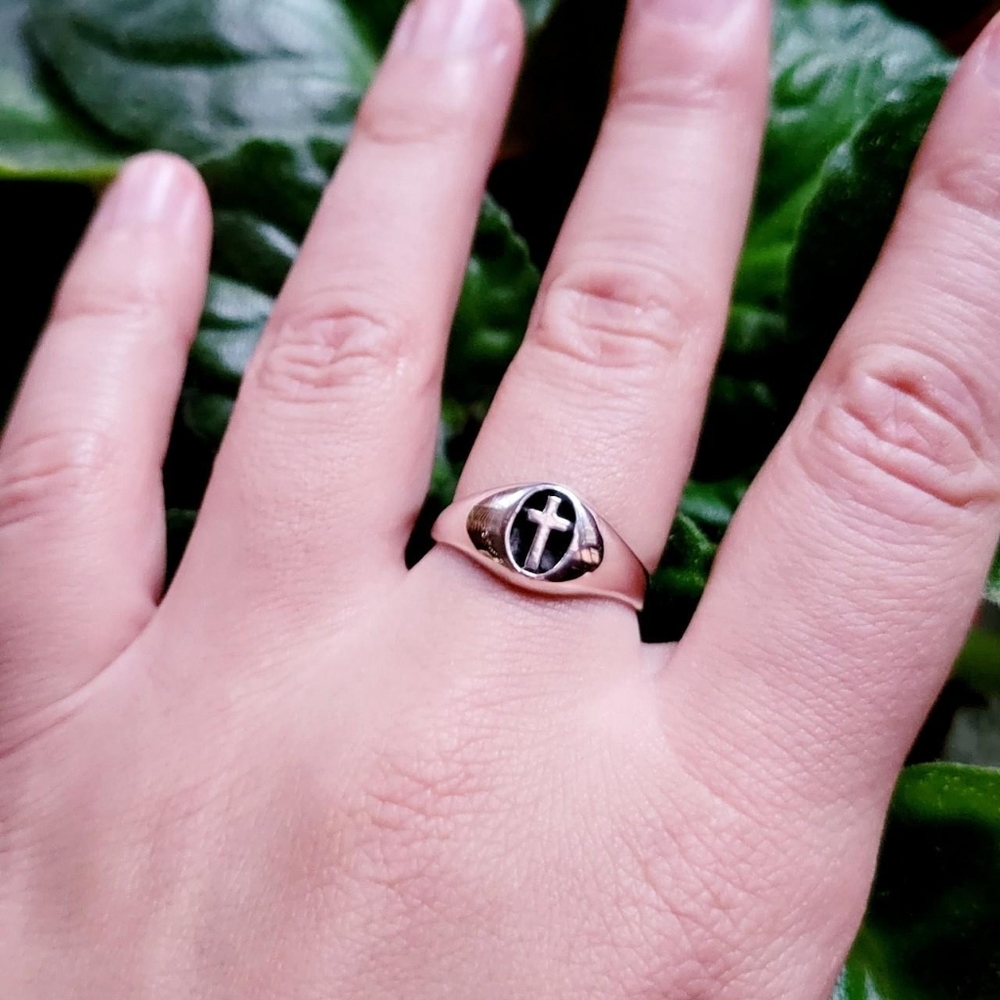 New Solid 925 Sterling Silver Cross Ring - image 1